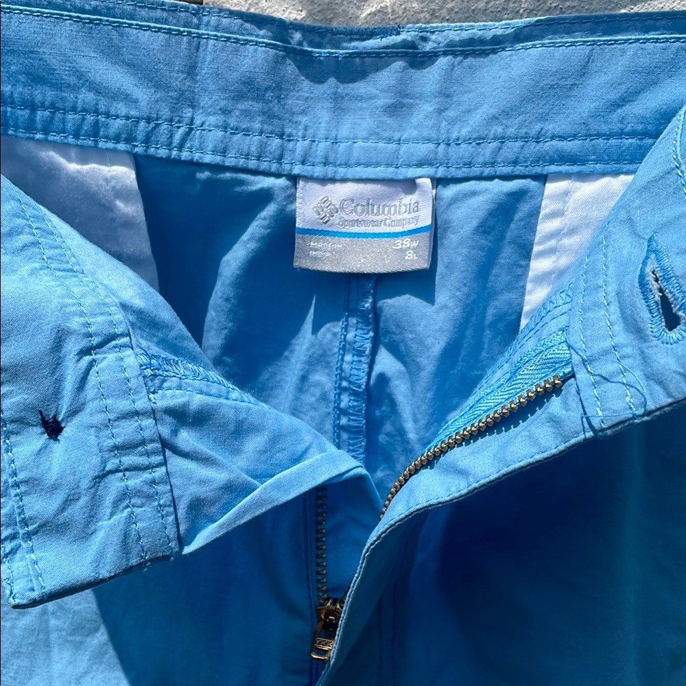 NWT - Columbia Blue Flat Front Shorts Lightweight Casual - Picture 2 of 6